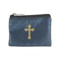  BLUE MARBLE PATTERNED ZIPPER ROSARY POUCH (3 PC) 